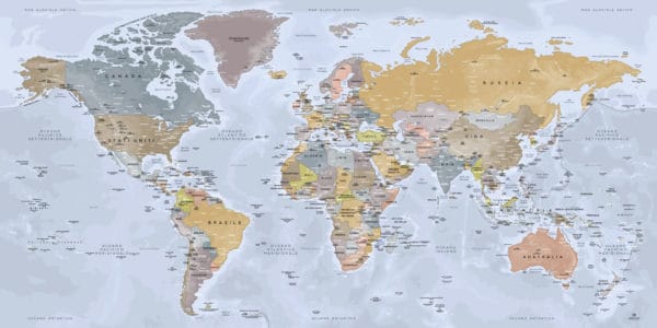 Mappa del MondoMappa del Mondo - Piccolo (130cm x 65cm) | Medio (150cm x 75cm)