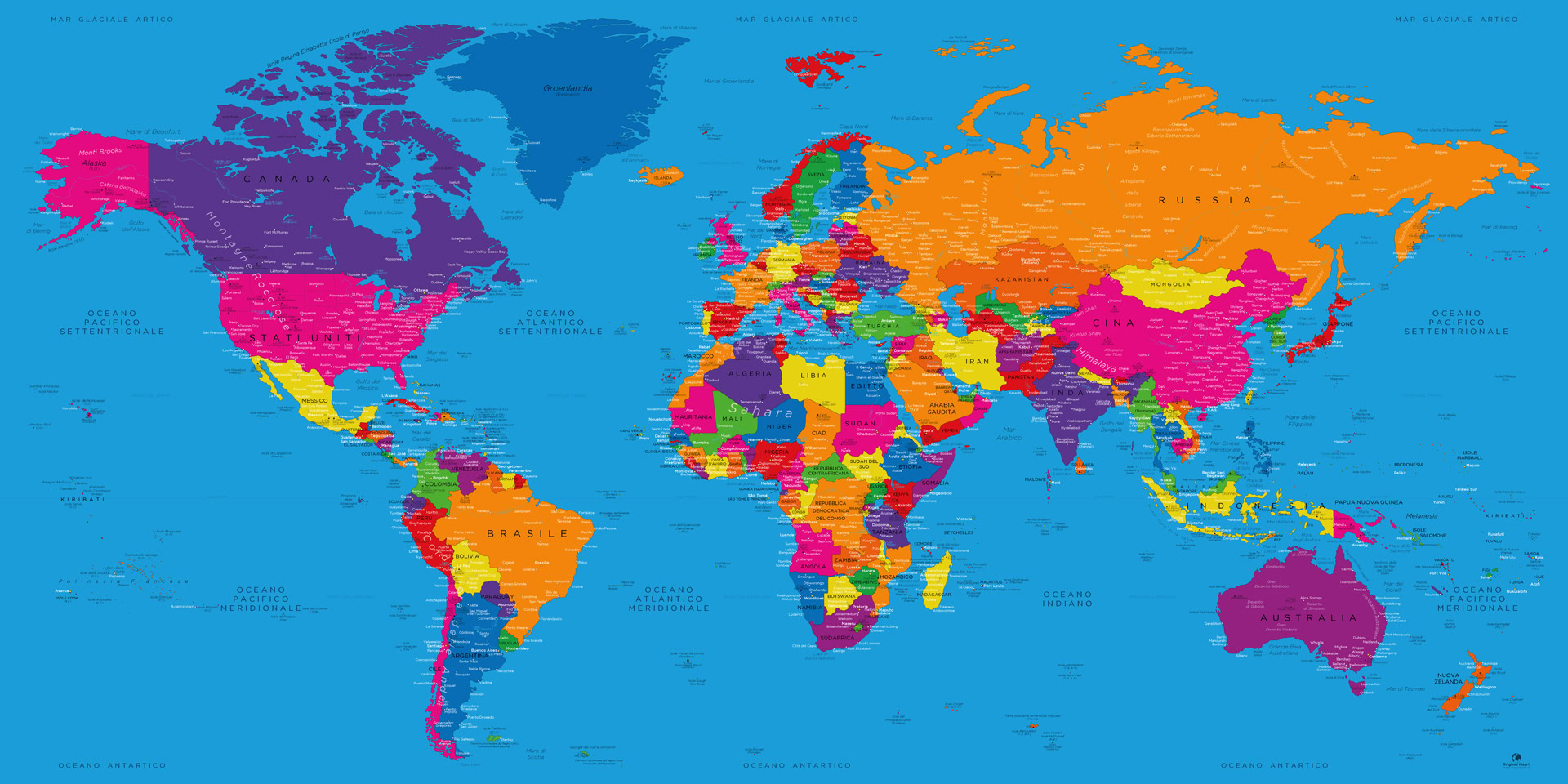 Mappa Geografica Mondiale