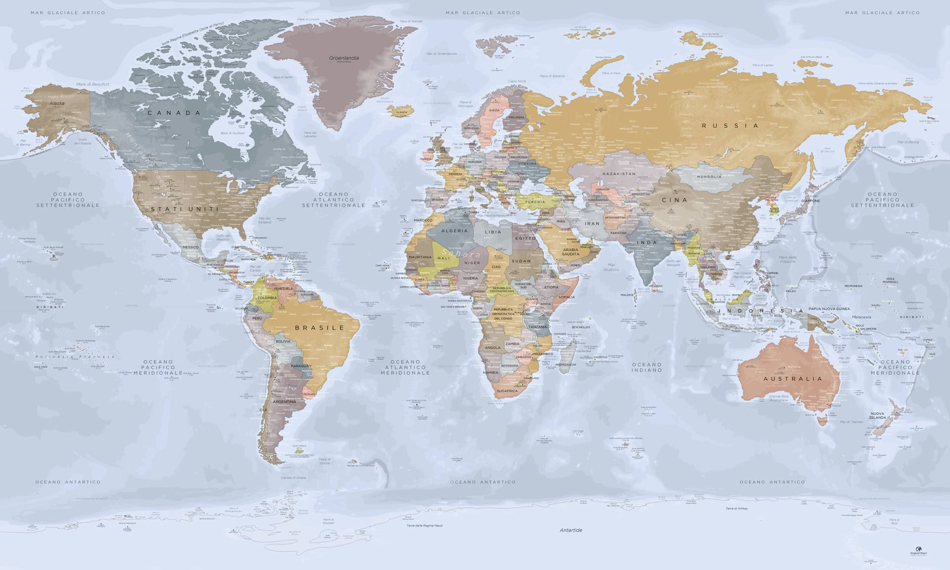 Mappa del mondo Completa – Mappamondo con l'Antartide