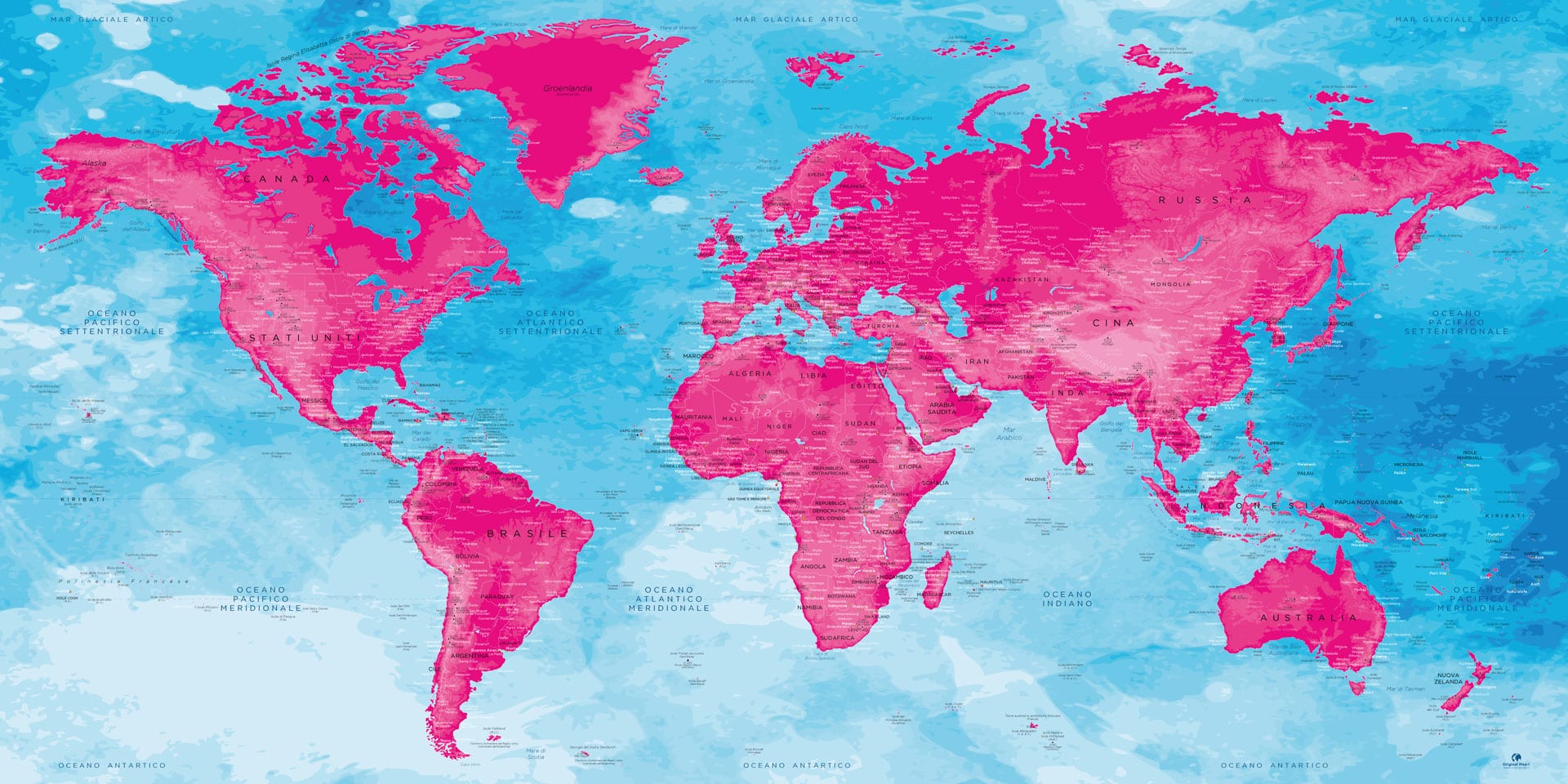 Mappa del Mondo su Poster (più di 30 modelli)