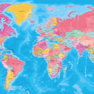 Mappa del mondo colorata – Santorini