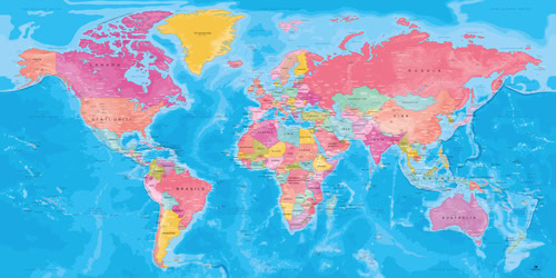 Mappa del mondo colorata